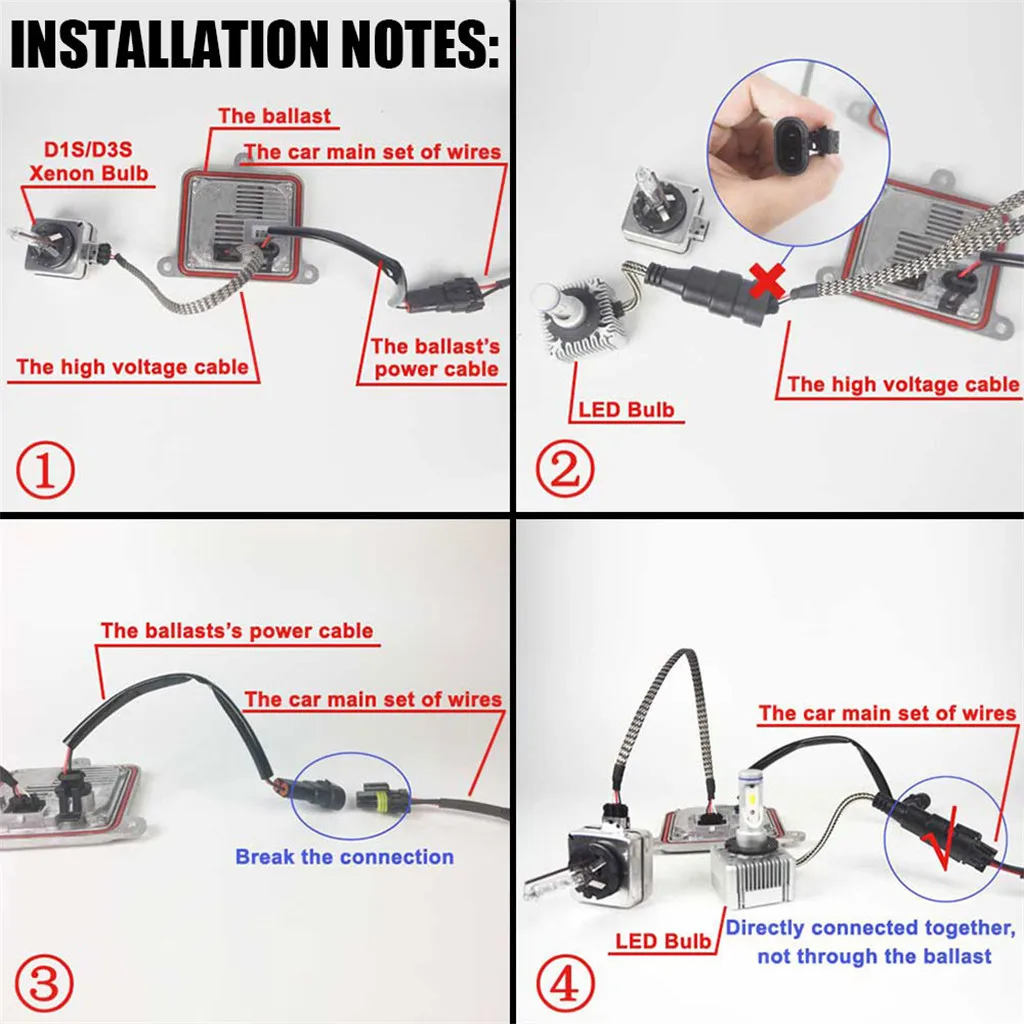 kongyide car light D1S D3S LED Headlight Kit Bulbs 6000K White Replace HID Xenon Conversion Lamps fog daytime running light