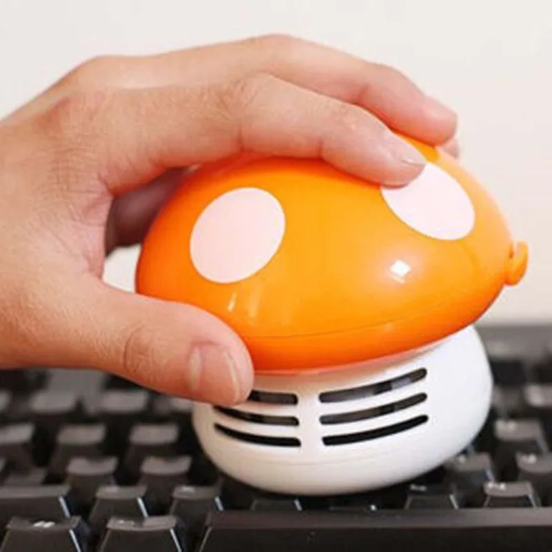 

New Functional Desktop Vacuum Cleaner Cartoon Mushroom Mini Dust Collector Household Computer Keyboard Clean Brushes