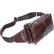Мужская поясная сумка из натуральной кожи, поясная сумка на пояс, сумки для телефона, дорожные поясные сумки, Мужские поясные сумки с тремя молниями, открытые кофейные сумки# M8072