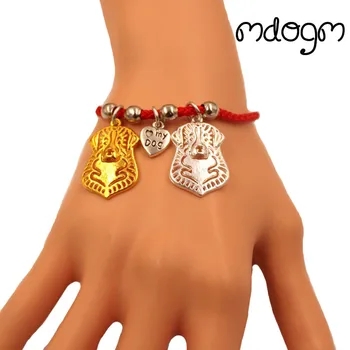 

Bernese Mountain Dog Animal Charm Bracelet For Women Men Couple Love Rope Male Female Pearl Red Heart Black Girls jewelry Gift