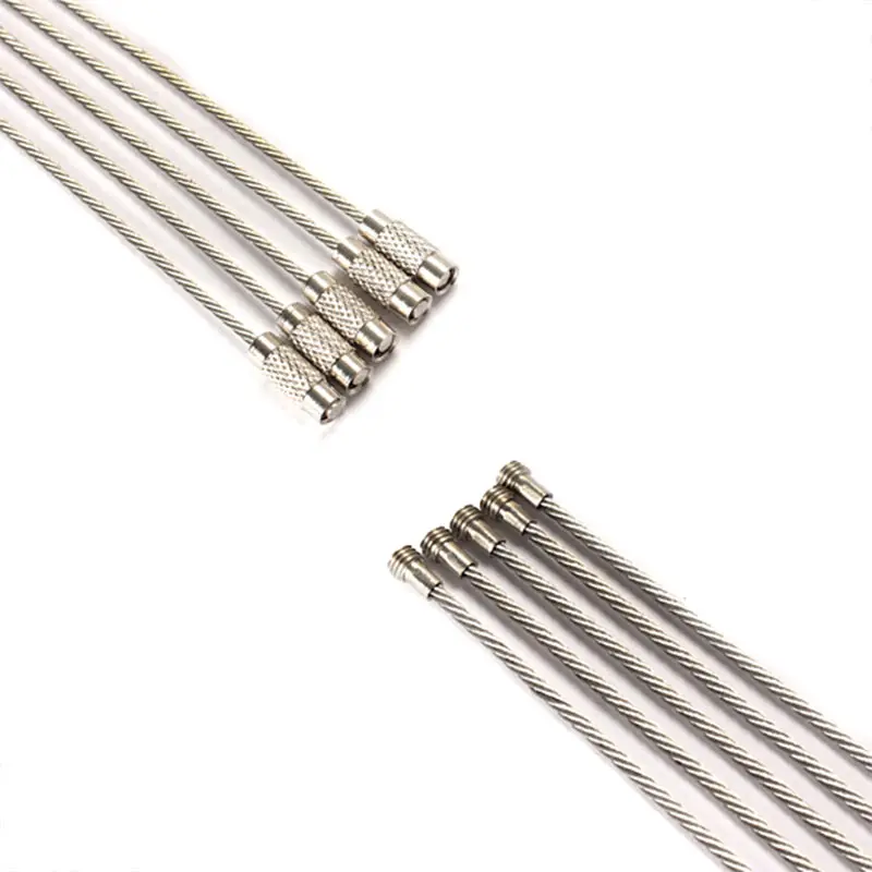 

5 PCS Stainless Steel 15cm Wire Keychain Cable Key Ring for Outdoor VS998