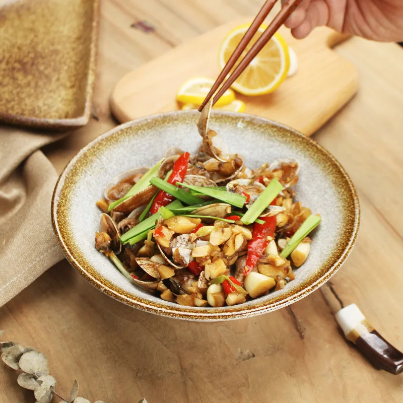 

NIMITIME Japanese Retro Ceramic Bowl Instant Noodle Bowl Ramen bowl Rice Thread Salad Large Dinner Bowl Tableware