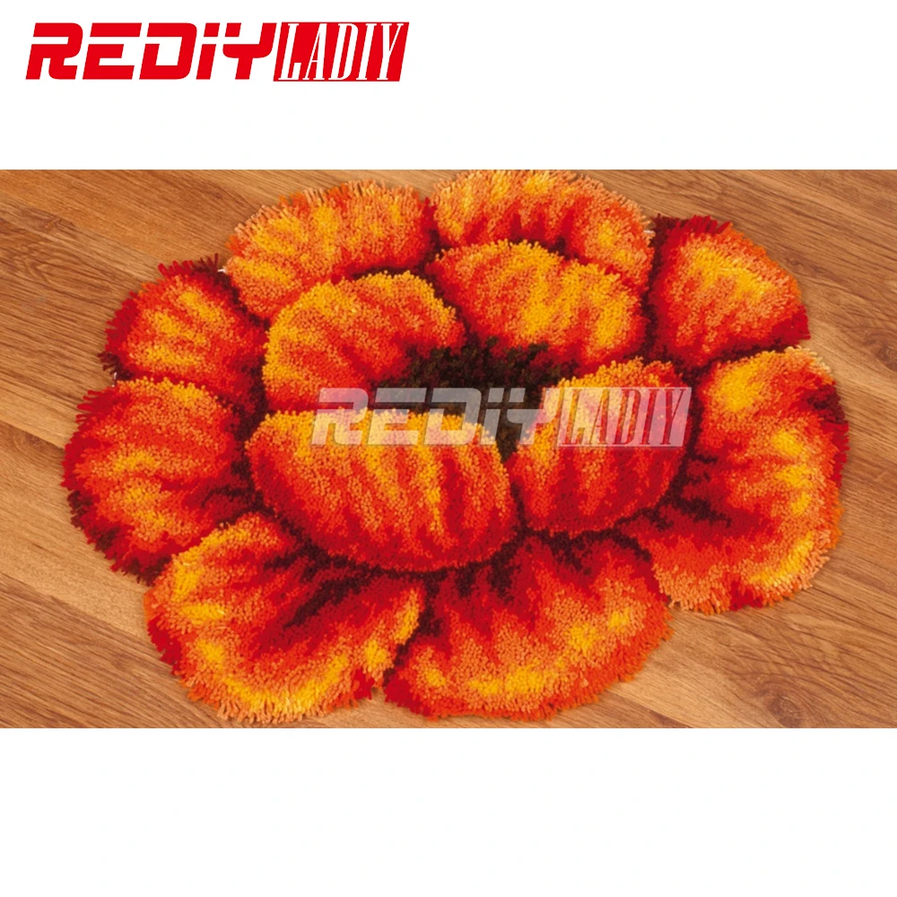 

Latch Hook Rug Kits Flowers Poppy 3D DIY Needlework Unfinished Crocheting Rug Yarn Cushion Mat Home Decor Embroidery Carpet Rug