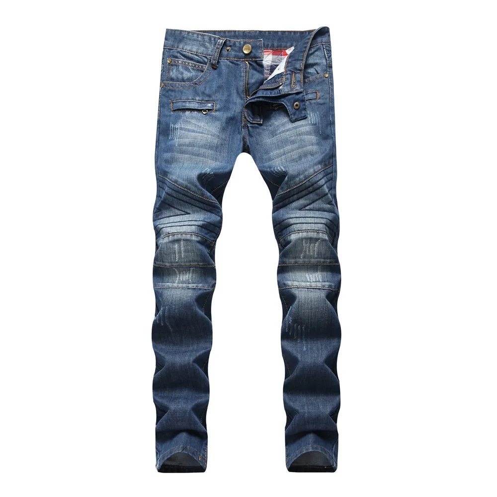 Новое поступление Лидер продаж мужские байкерские джинсы slim fit, модельер японский стиль homme джинсовые брюки плюс размер 38