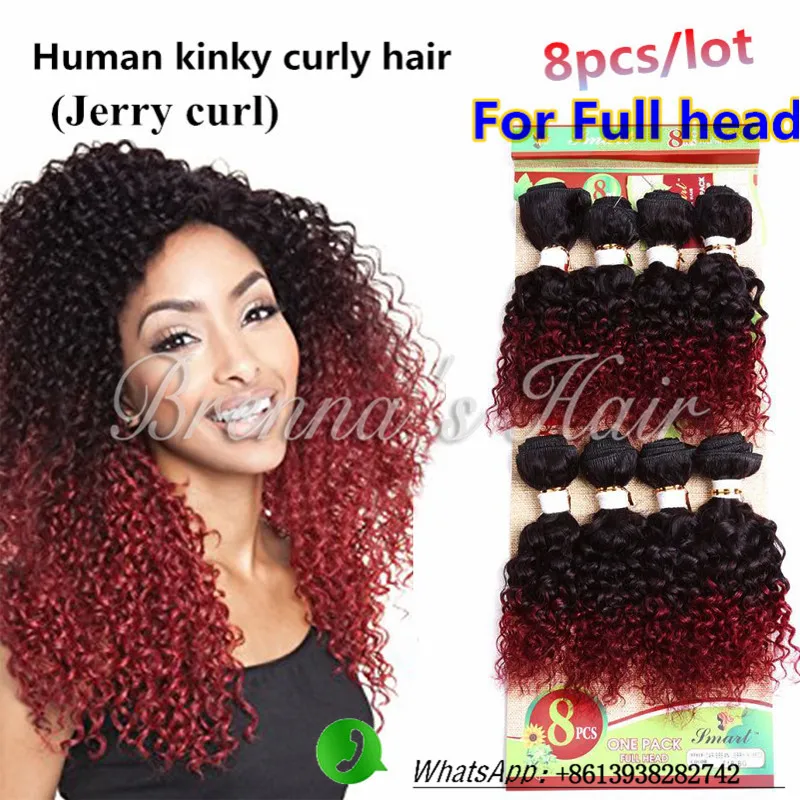 Jerry Curl Brazilian 8pcs Afro Kinky Curly Weaving Natrual