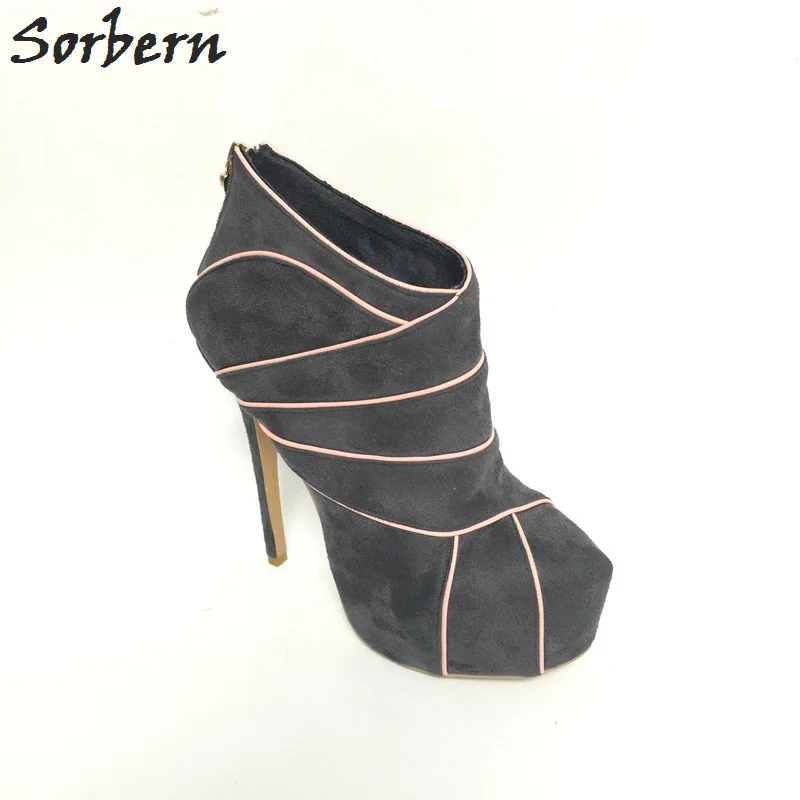 Sorbern Custom Grey High Heels Custom Colors Round Toe Winter Style Ankle Boots For Woman Platform Botas Mujer New 2018 Sorbern Custom Grey High Heels Custom Colors Round Toe Winter Style Ankle Boots For Woman Platform Botas Mujer New 2018