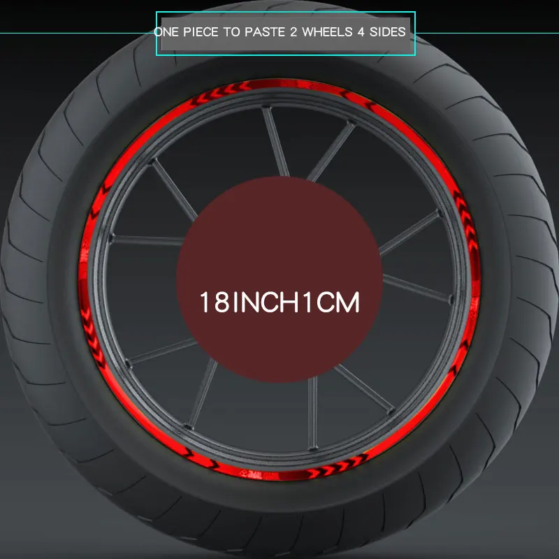 Спортивные часы на мотоцикле шины паста светоотражающие наклейки мотоцикл светоотражающий, для мотокросса колеса 10 дюймов 18 дюймов наклейки на колеса - Цвет: red 18 inch   L3