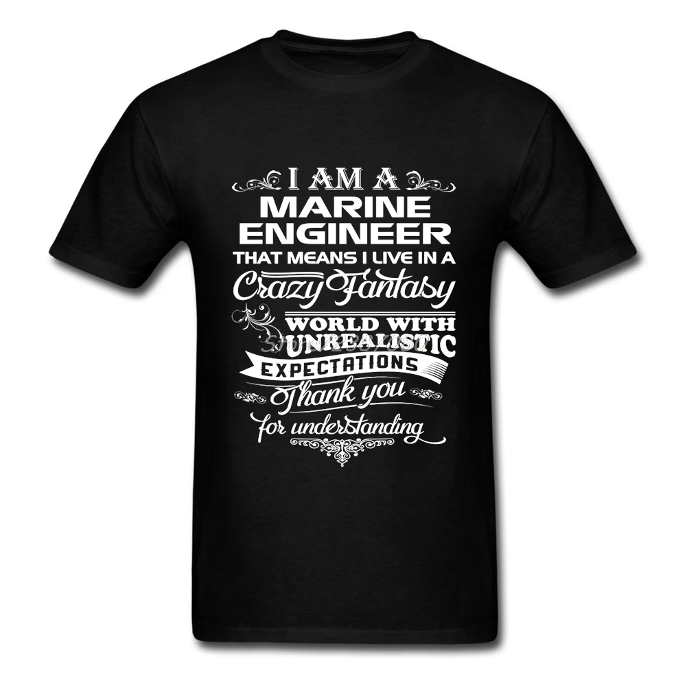 Хип хоп морской инженер футболка винтажная Мужская хлопок Crewneck 3XL короткий рукав