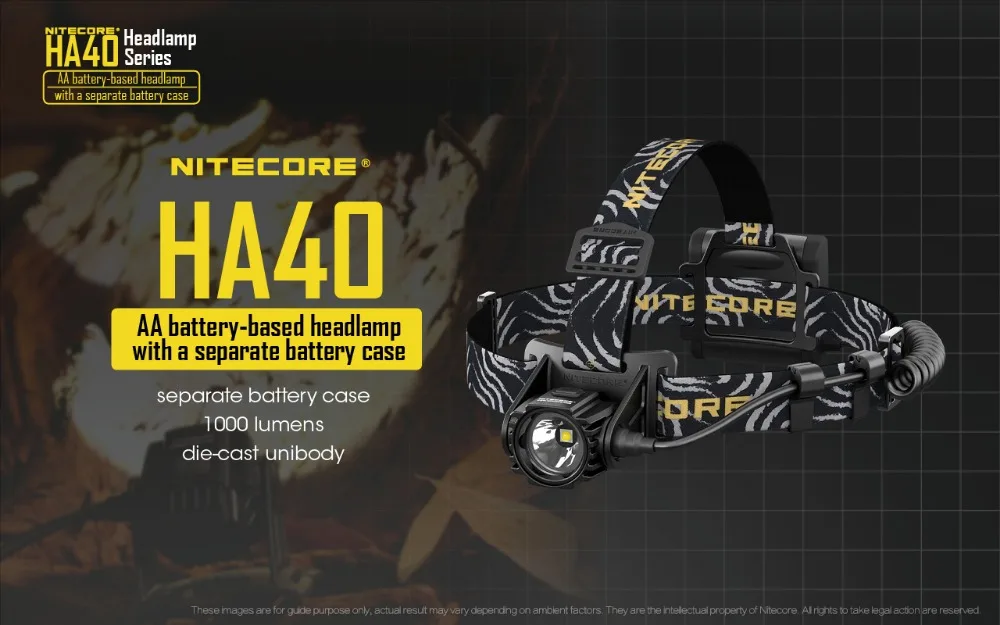 Новинка 2018 налобный фонарь NITECORE HA40 4 батарейки AA 1000 люмен расстояние луча 182