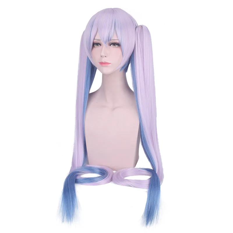 

ccutoo 120cm Vocaloid Snow and Snow Princess Star Hatsune Miku Cosplay Wig Long Synthetic Straight Hair Chip Removable Ponytails