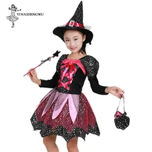 Halloween Cosplay Costume Magic Witch Child Witch Elf Performance Costume Masquerade Party Girl Dress Skirt Costume