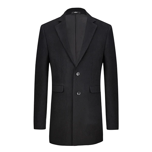 Seven7 бренд шерстяное пальто для мужчин повседневное Slim Fit мужской длинное высокое качество шерстяное Бизнес Верхняя одежда - Цвет: Black