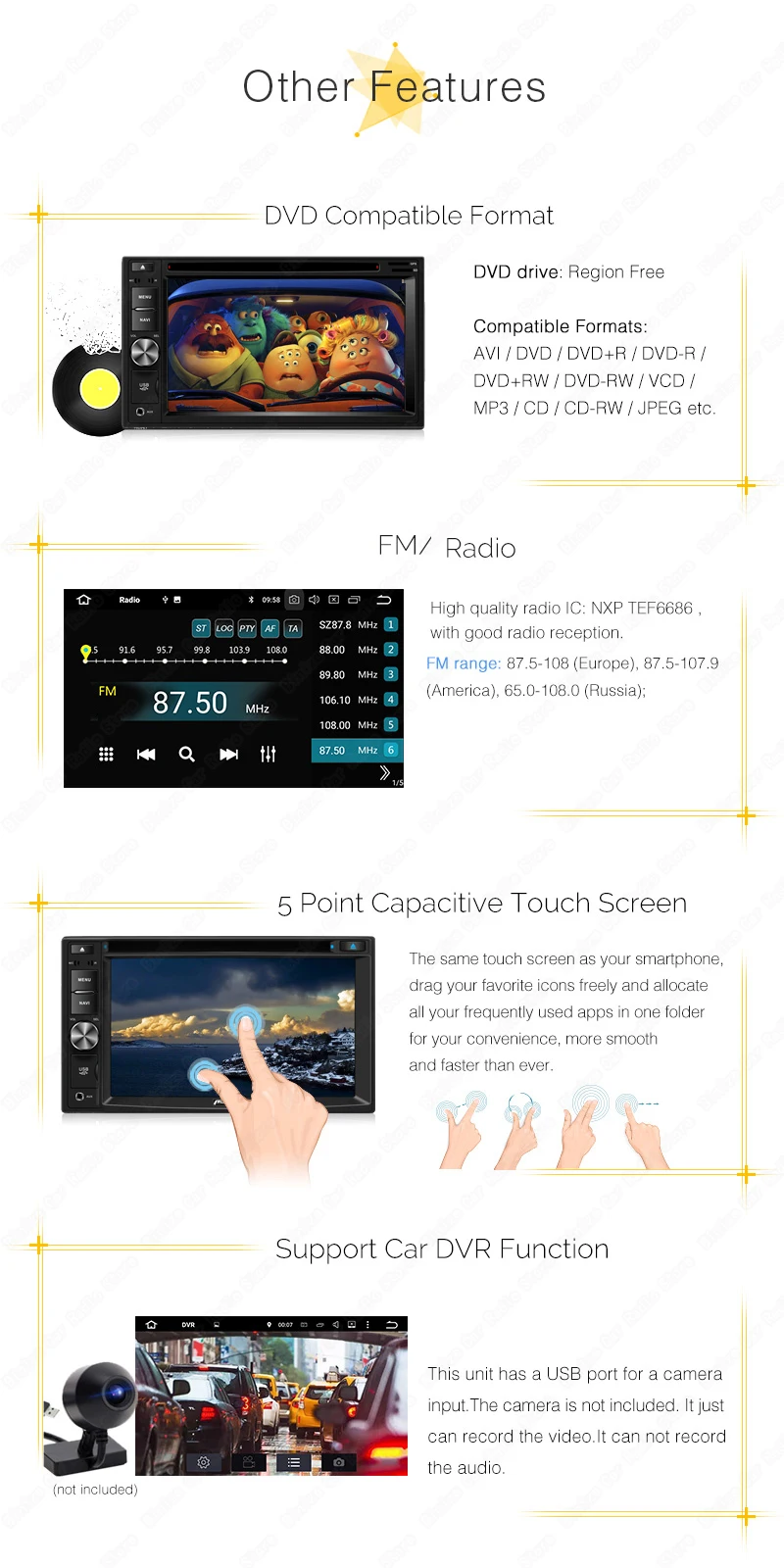 Perfect Universal 6.2" Android 9.0 2Din Car Multimedia 2G RAM Auto Radio DVD CD  MP5 VideoPlayer GPS Stereo 4G WiFi 2 Double Din 47 9