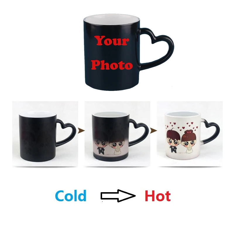 Coffee Mug Custom Photo Morph Mugs Ceramic Heat Color Changing Magic Mug Love Handle 300ML Milk Mugs Gifts For Friends