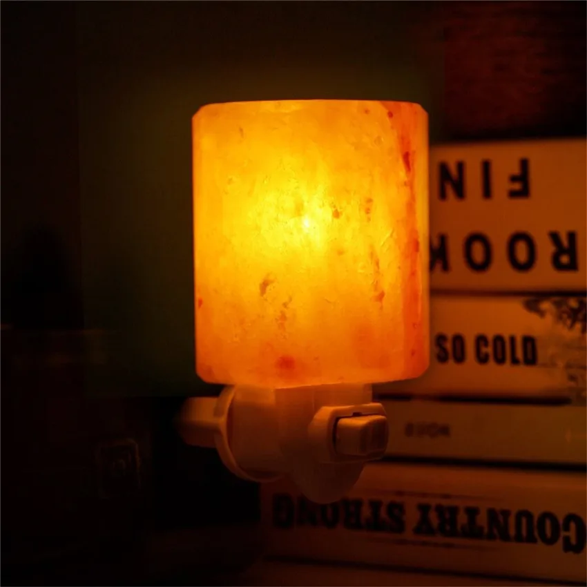 

US EU UK AU Plug Rotatable Mini Himalayan Salt Night Light Cylinder Shape Wall Lamp Bedside Bedroom Home Decor Novelty Lighting