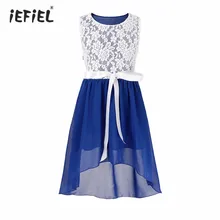 Iefiel/платье с цветочным узором для девочек; элегантное детское шифоновое кружевное платье без рукавов с цветочным рисунком; платье принцессы для свадебной вечеринки
