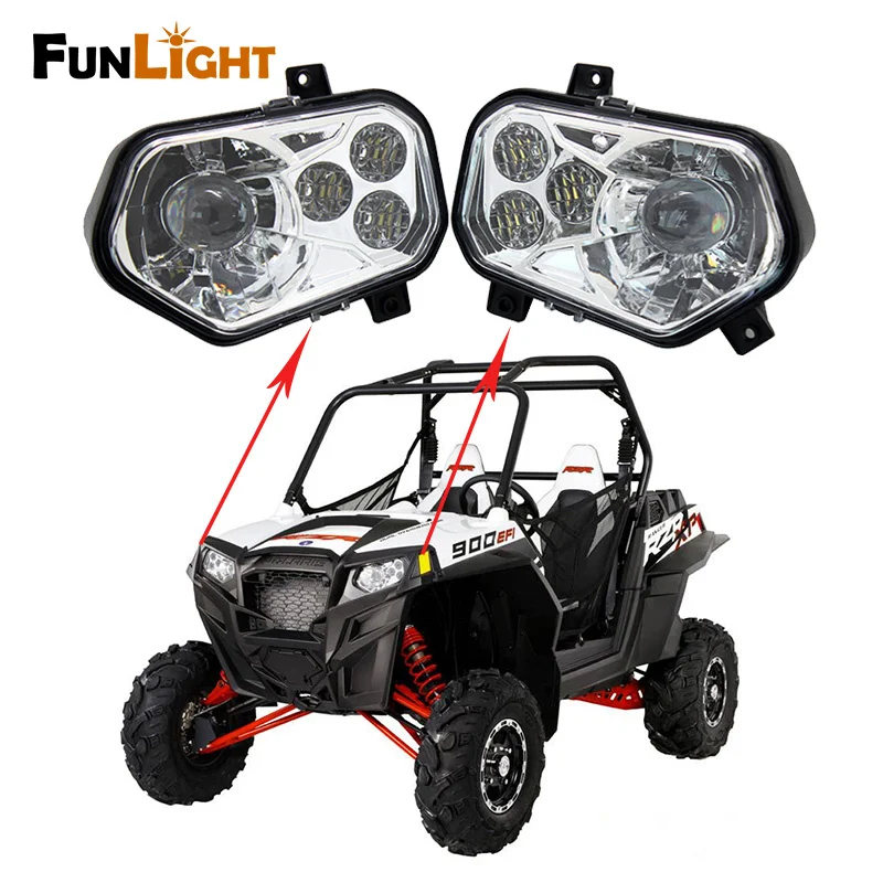 Free Shipping POLARIS RZR Left / Right High Low Led Headlight Headlamp For POLARIS RZR 570 S 4 800 XP 900