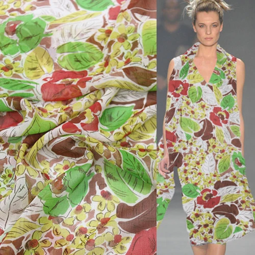 Sheer silk fabric Flower print 100 pure silk fabric 45