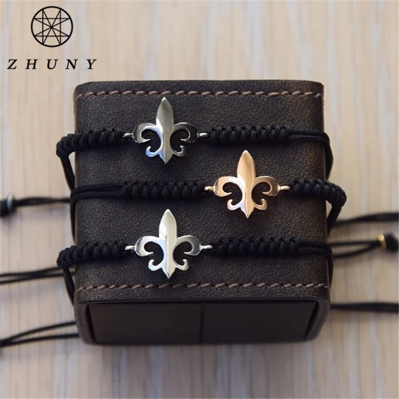 ZHUNY класса люкс Fleur De Lis Плетенный макраме браслет CZ бусины с якорем для мужчин и