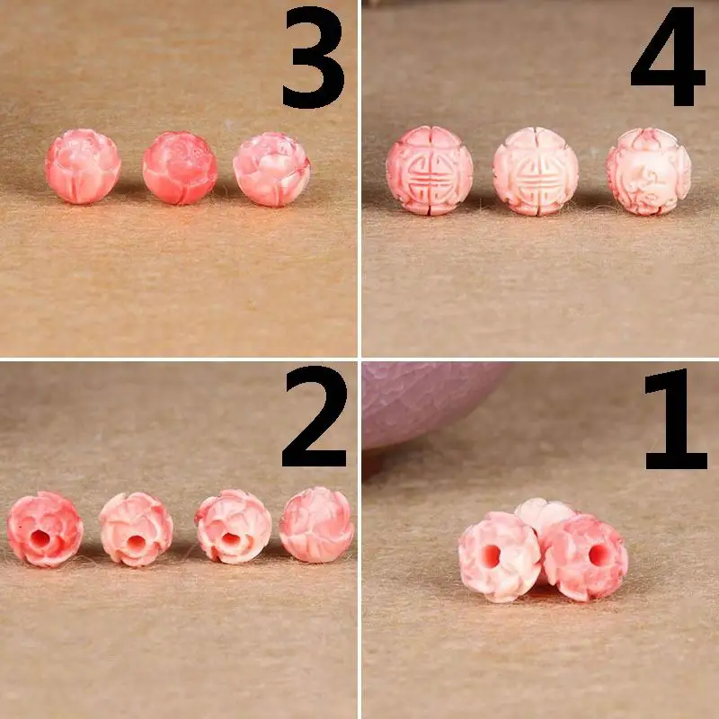 

5PCS Natural Pink Coral Shell Powder Bead,Pink Carving Lotus Flower Beads,Loose Beads,Buddha Beads For Jewelry Making J1327