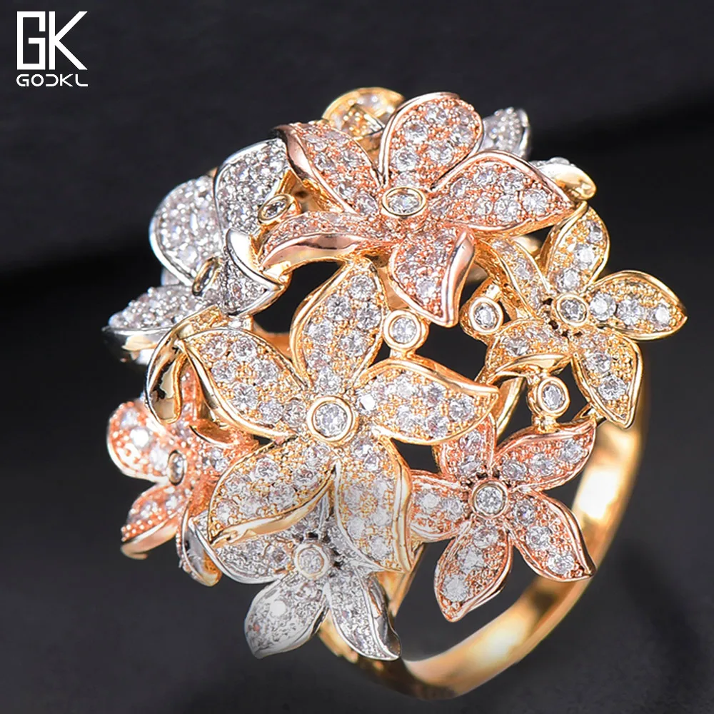 

GODKI Luxury Flower Cluster African Ziron Rings For Women Wedding Engagement Dubai Abuja Bridal Finger Rings Jewelry Addiction