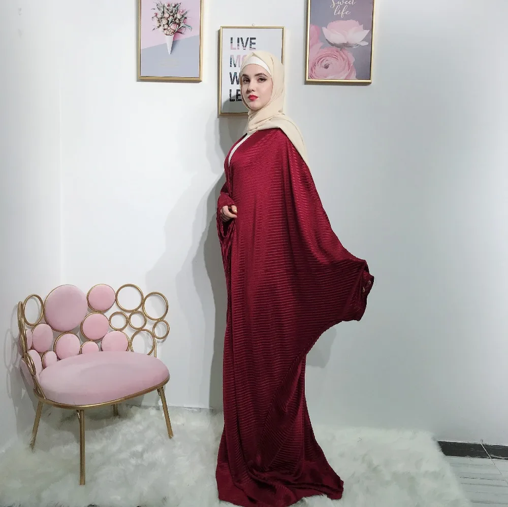 Elegnat Плиссированное мусульманское abaya летучая мышь рукав макси длинное платье, Роба платья кимоно Рамадан Eid Исламская, молитвенная одежда поклонение службы