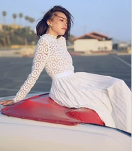 Bohemia A-line Wedding Dress Long Sleeve High Neck Lace Vestido De Novia Free Shipping NM 908