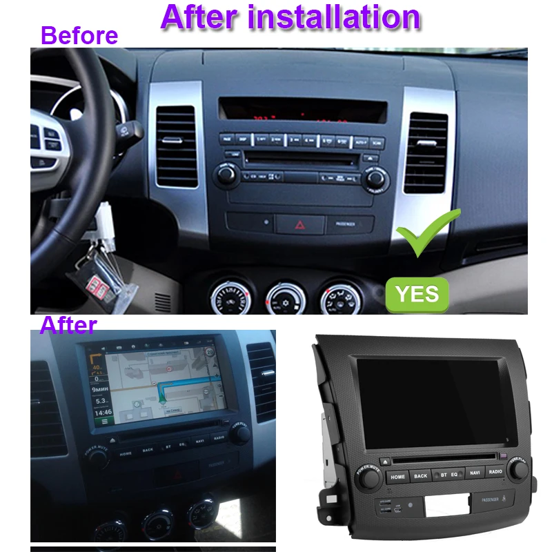 Сенсорный экран Android 8 1 автомобильный Dvd gps плеер 2 DIN радио для Mitsubishi Outlander 2008 2014
