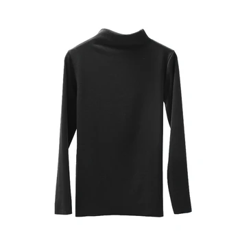 

New Modal Half-neck Plush Bottom Shirt for Women in Autumn and Winter with Long Sleeve T-shirt and High-neck Underwear