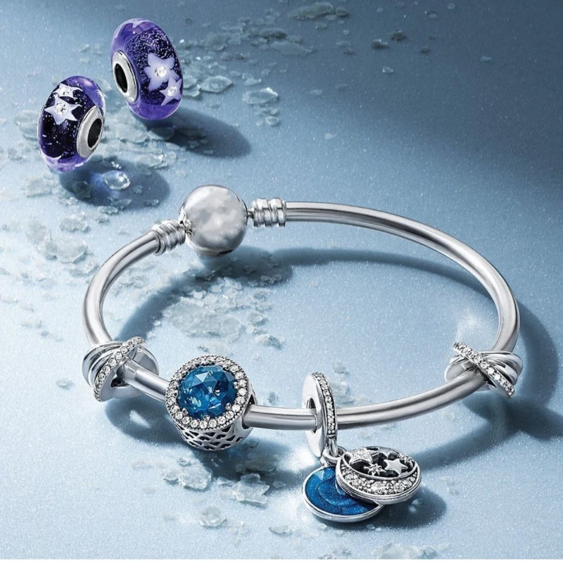 

Fits Jewelry Charm DIY Jewelry Gift Sterling Silver 925 Moon Stars Beads Finished Cat Eyes Star Fairy Bracelet