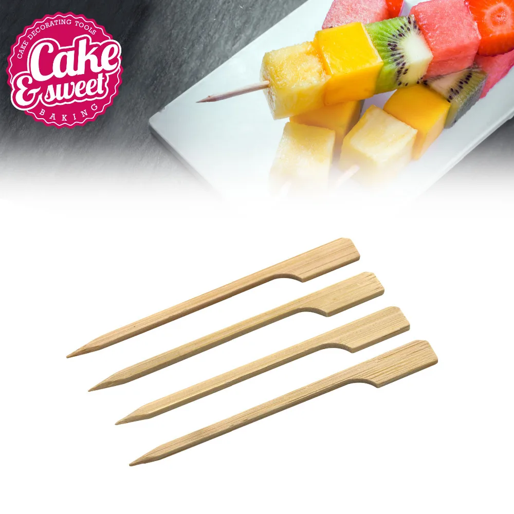 100/200pcs 4.7" Bamboo Paddle Skewers Barbecue Party Food Picks Buffet Fruit Fork Disposable Gill Tools gift cream bottle