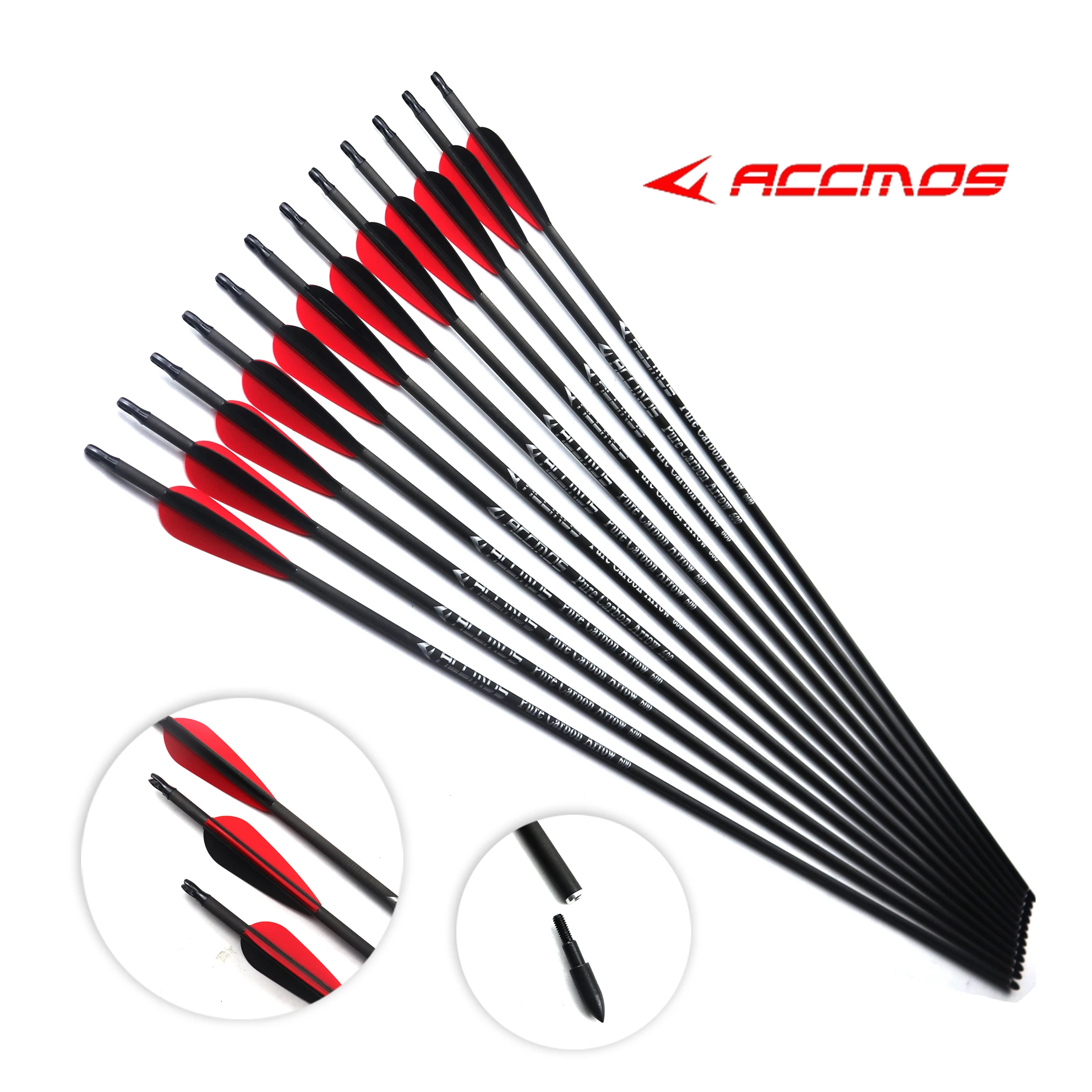 

12pcs Archery 100% Pure Carbon Arrow ID 6.2 mm Spine 500/600/700/800 Arrows for Recurve Bow compound Bow Hunting Shooting