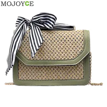 

Straw PU bags for women 2020 Handbags Women Summer Casual Rattan Ribbon Shoulder Crossbody Bag