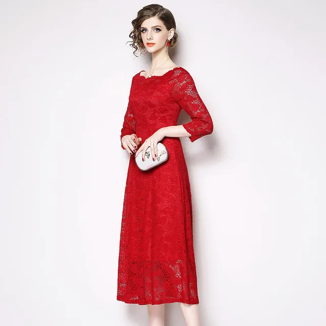 Beauty-Emily женское платье с вырезом лодочкой, большие размеры, свадебные платья для мамы, кружевное вечернее платье для свадьбы, vestido de festa - Цвет: Red