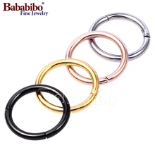 Круглые серьги-кольца из титана цвета розового золота с трагусом-6 мм 8 мм 10 мм 12 мм 16 г 1,2 мм