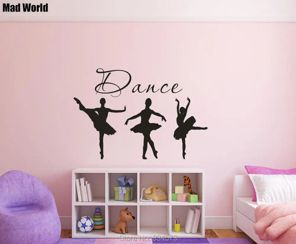 Балетные танцы три балерины силуэт настенные художественные наклейки Домашнее