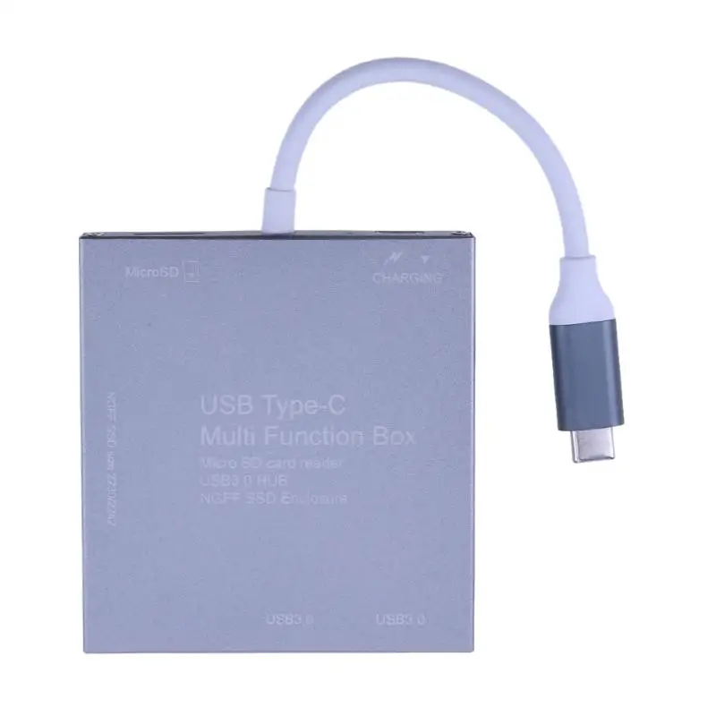 

USB 3.0 Hub Type C to M.2 NGFF SSD Enclosure Multifunction Mobile Hard Disk Box Micro SD adapter charging cord memory Card