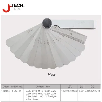 

Jetech 14 blade spring steel master feeler gauges 0.05-1mm with 2"ruler gap filler thickness measurement tool seam inside gauges