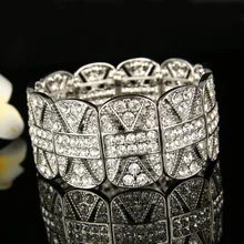 BELLA Fashion Ellipse Stretchable Bridal Bangle Austrian Crystal Wedding Bracelet For Bride Bridesmaid Wedding Bracelet Jewelry