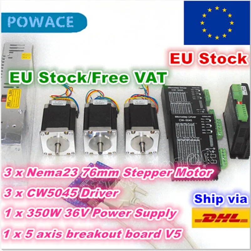 

[EU Delivery] 3 Axis Nema23 76mm CNC Controller kit 270oz-in Stepper Motor&driver with 256 microstep and 4.5A / CW5040 Driver