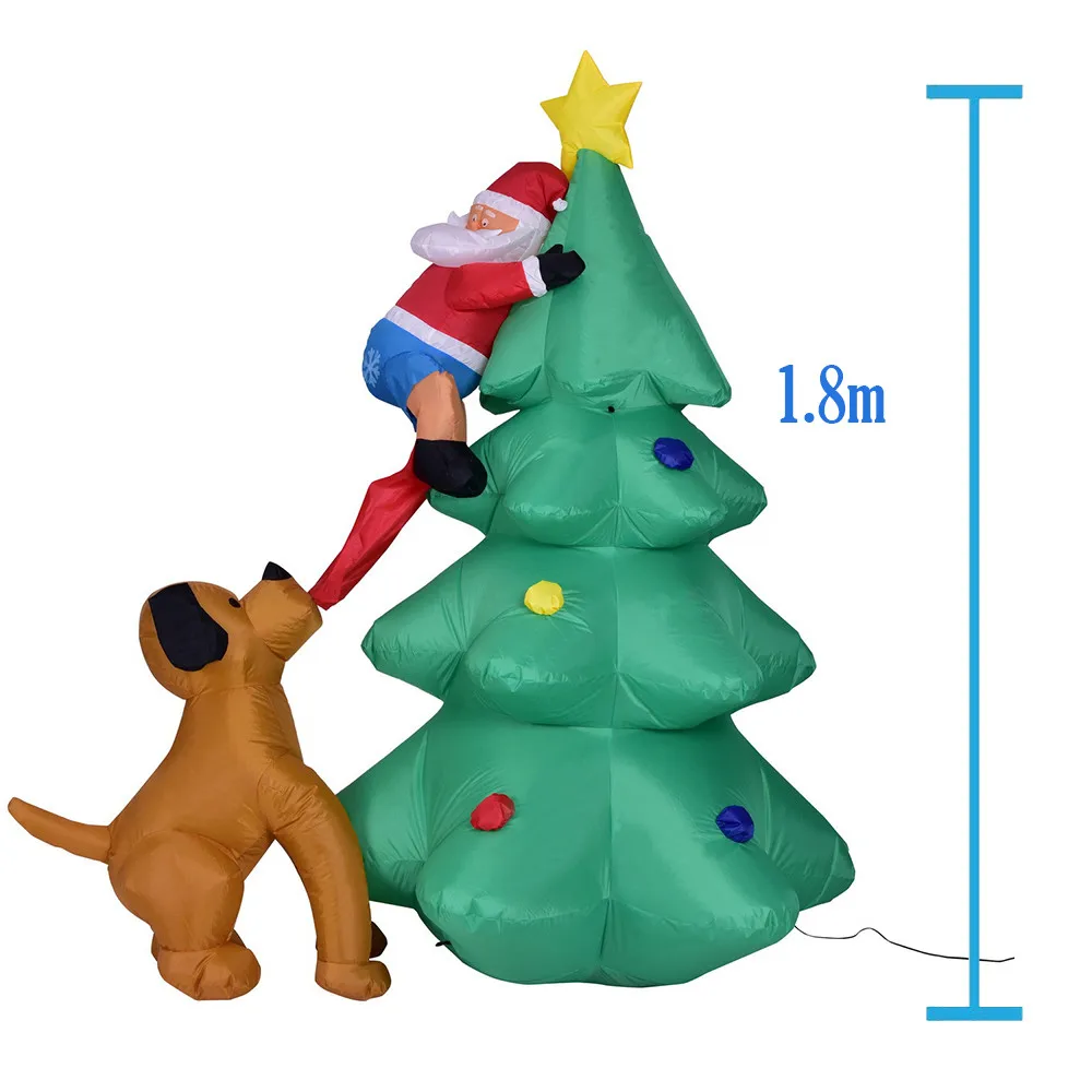 Надувной Санта-Клаус, скалолазание, рождественская елка, охотится за собакой, светодиодный Декор