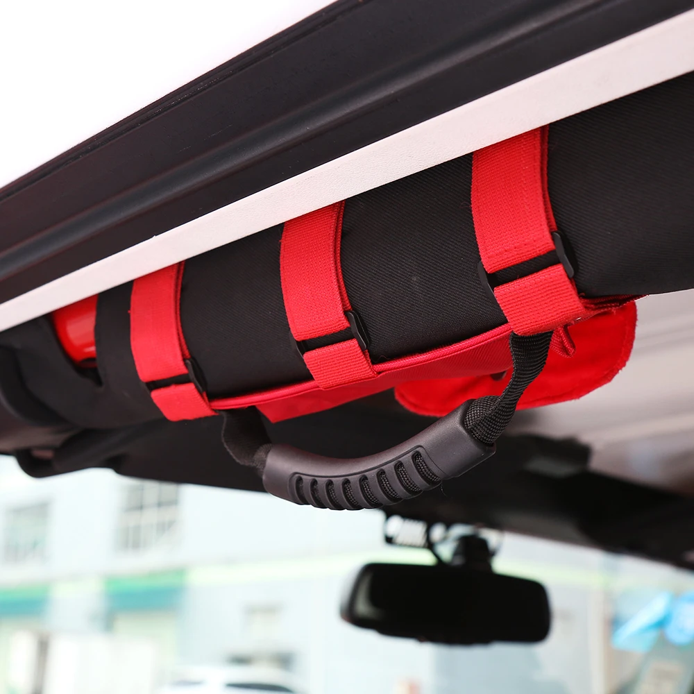 SHINEKA Car Roll Bar Grab Handle with Sunglasses Holder Storage Bag Armrest Pouch Bag Accessories for Jeep Wrangler CJ TJ JK JL