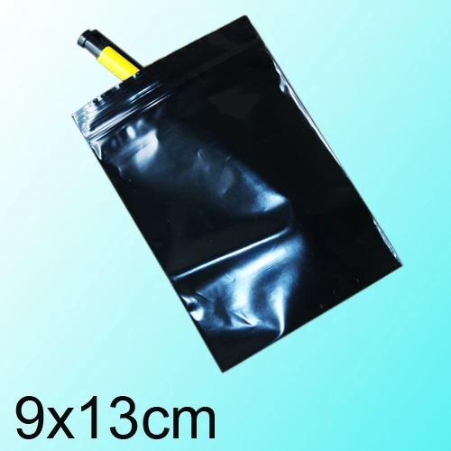 Черный пластиковый мешок на молнии 9x13 см