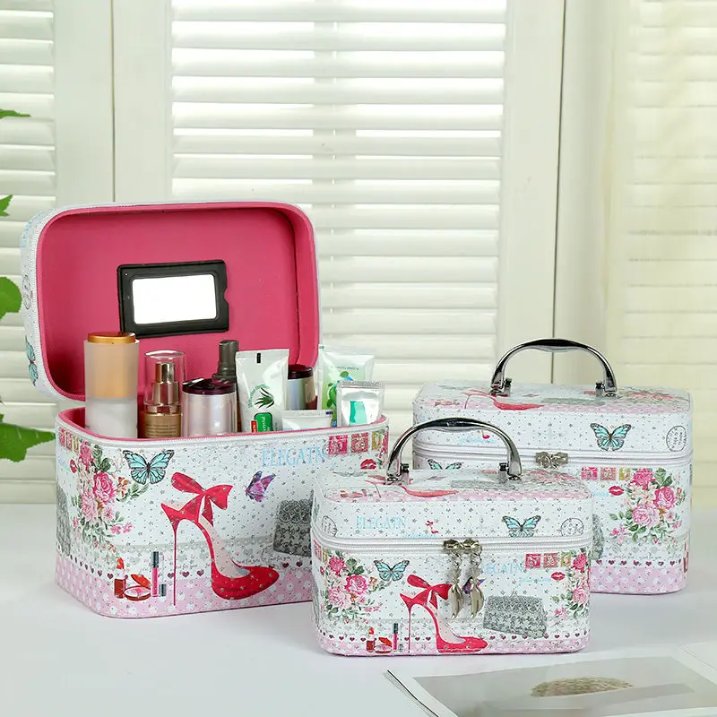 

Women High heels Cosmetic Box Designer High Quality Portable Cosmetic Bag Large Capacity PU Cosmetic Bag Women Makeup Dedicated