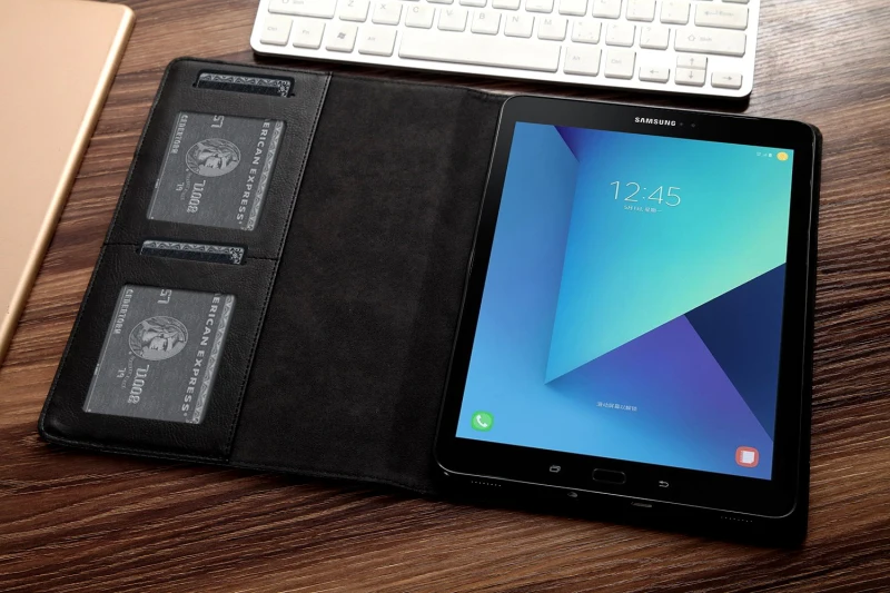 Роскошный брендовый чехол для samsung Galaxy Tab S3 9," T820 T825, откидной Магнитный чехол-кошелек с отделениями для карт, держатель для ручки, подставка для планшета