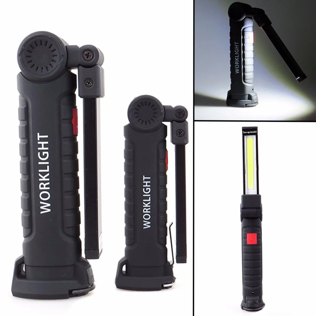 COB LED Rechargeable Magnet Flashlight Flexible Inspection Torch Work Light