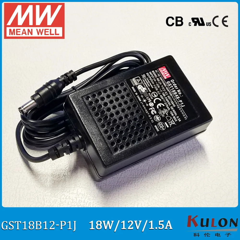 Оригинальный Meanwell GST18B12-P1J 18 Вт 12 В 1.5A уровень VI означает что настольный адаптер