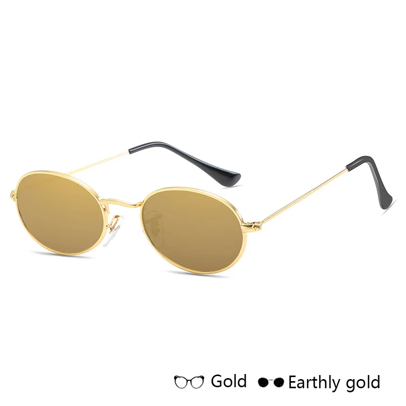 Модные Овальные Солнцезащитные очки для женщин и мужчин, роскошные очки с металлической оправой, солнцезащитные очки UV400, Повседневные очки Oculos de sol - Цвет линз: F