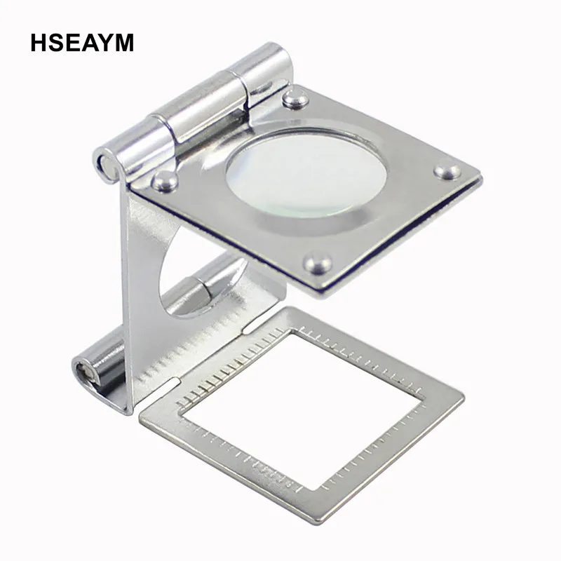 

10X Metal Ruler Folding Scale Magnifier Pigeon Eye Glass Magnifier Magnifying Glass Loupe