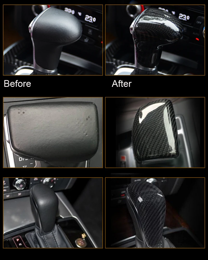 Real carbon fiber Car gear knob decoration sticker for Audi A4 A5 A6 Q5